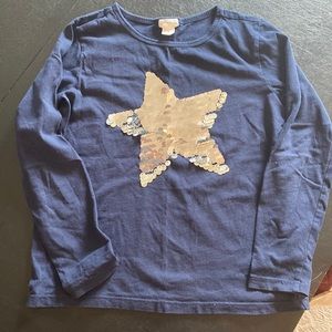 Crewcuts long sleeve cotton shirt with sequin star